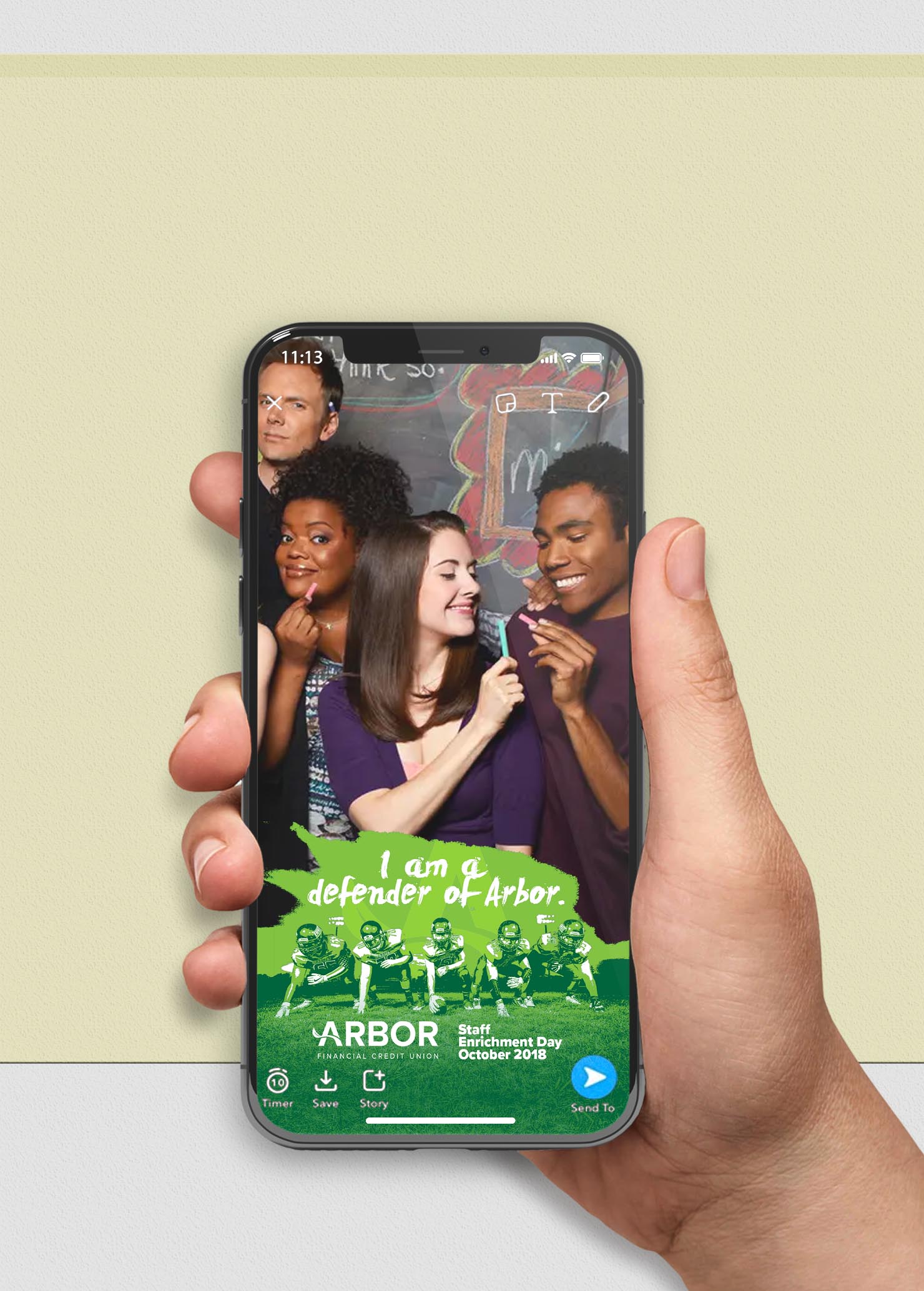 Snapchat filter I created for Fall 2018 Staff Enrichment Day for Arbor Financial Credit Union.